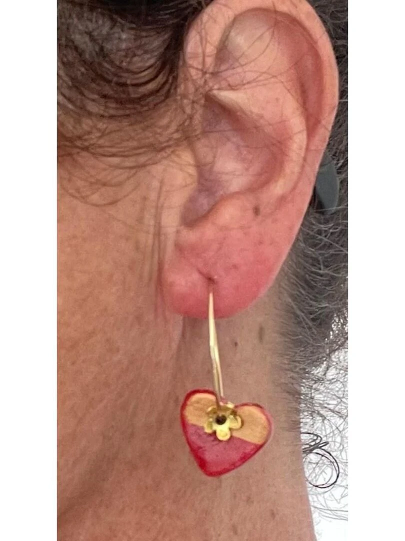 Boucles d'oreilles  créoles en céramique  Bijoucolor   Rouge