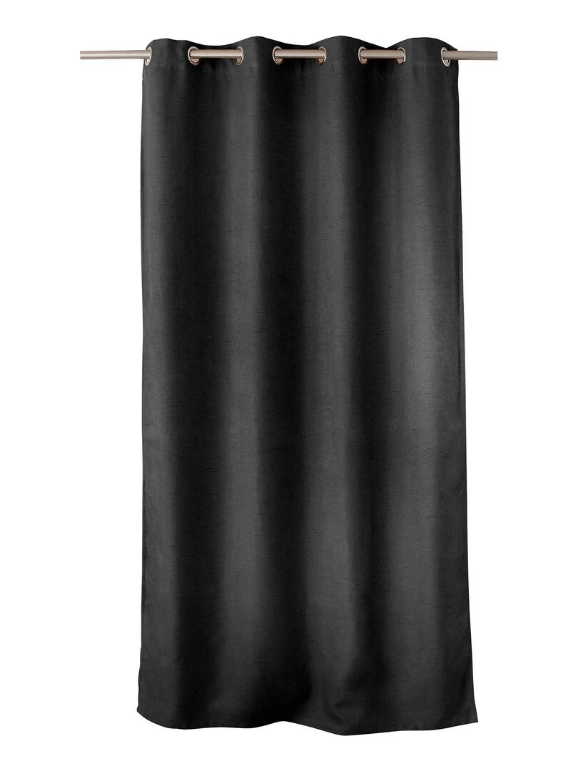 Rideau occultant uni et fileté   gris anthracite