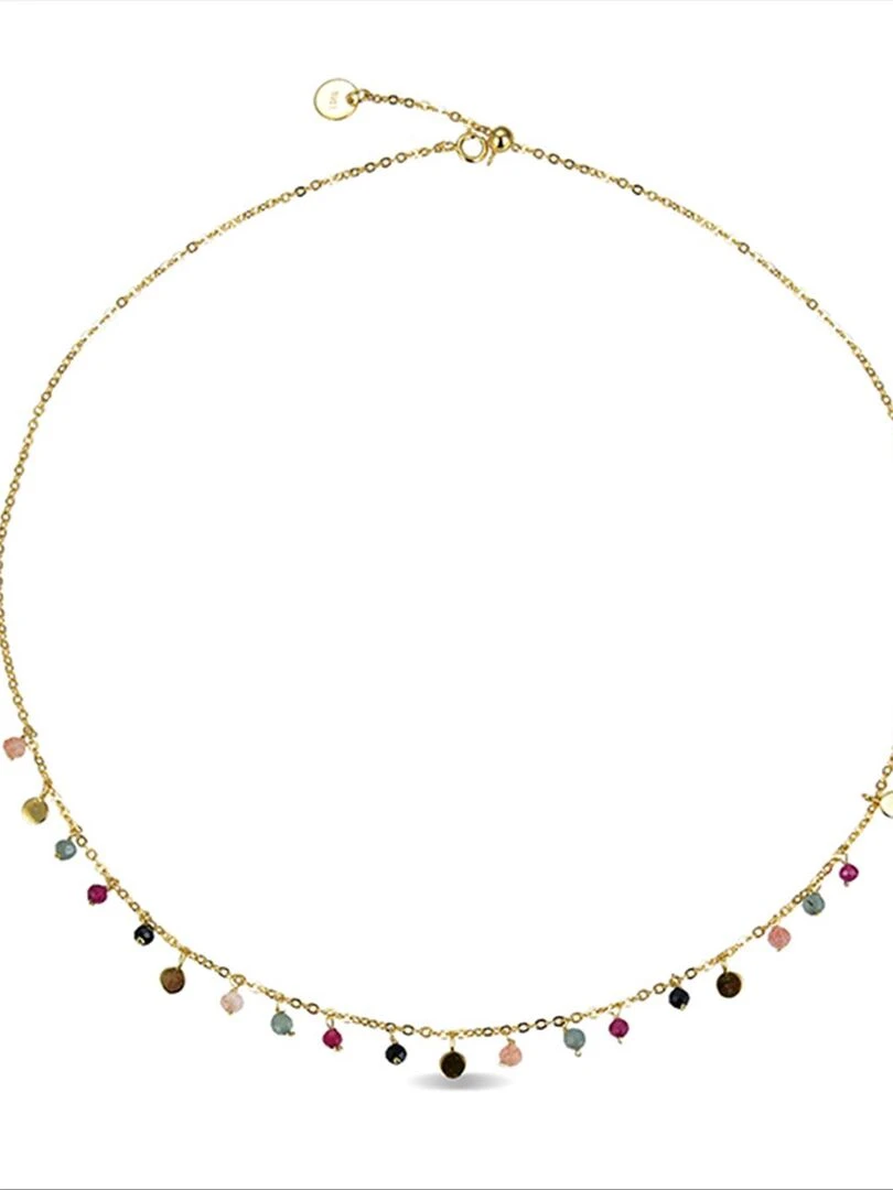 Collier  natsad en argent 925 et cristal multicolore plaqué or 18K   Doré/or