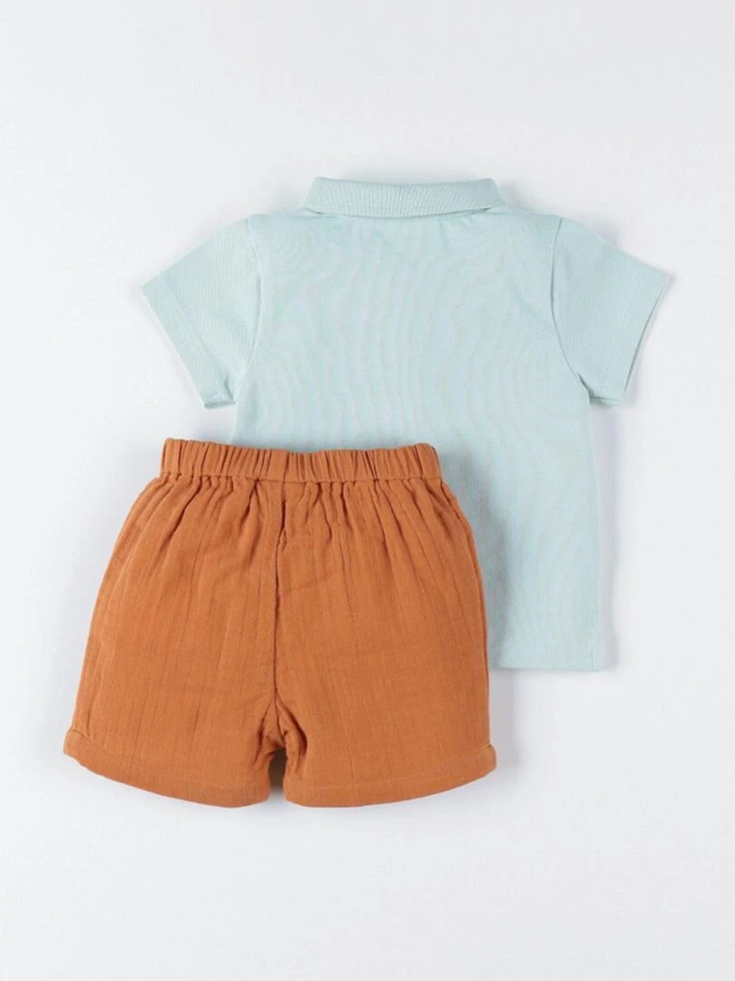Set polo + short  aqua/caramel   Noukie's   Vert