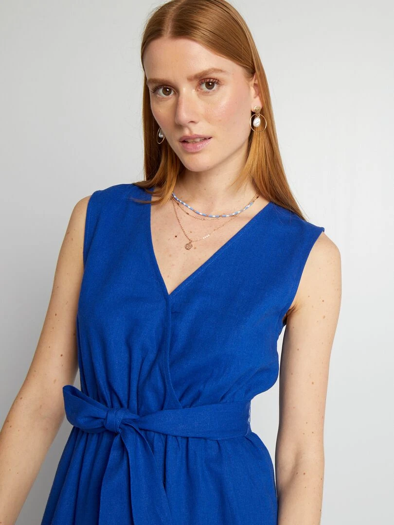 Robe en lin mélangé   bleu