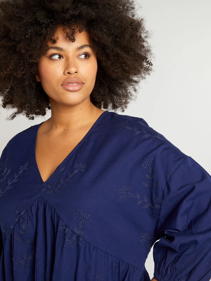 Robe évasée à broderies   Bleu