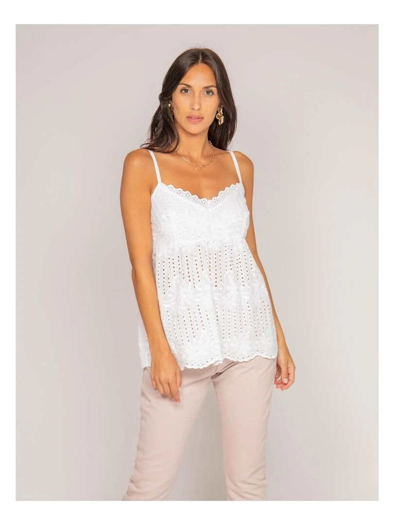 Top broderies anglaises FEVE Blanc