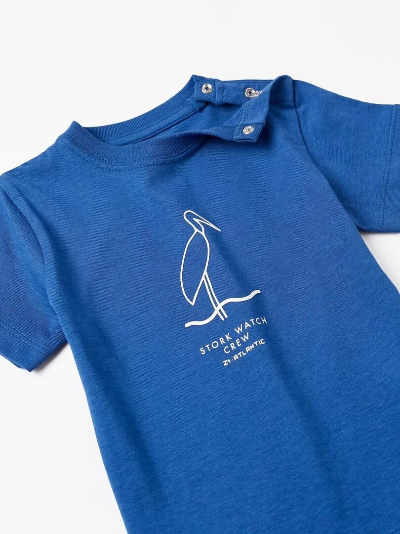 T shirt en coton pour bébé garçon 'Stork Watch Crew' manches courtes  ATLANTIC COMPANY   Bleu foncé