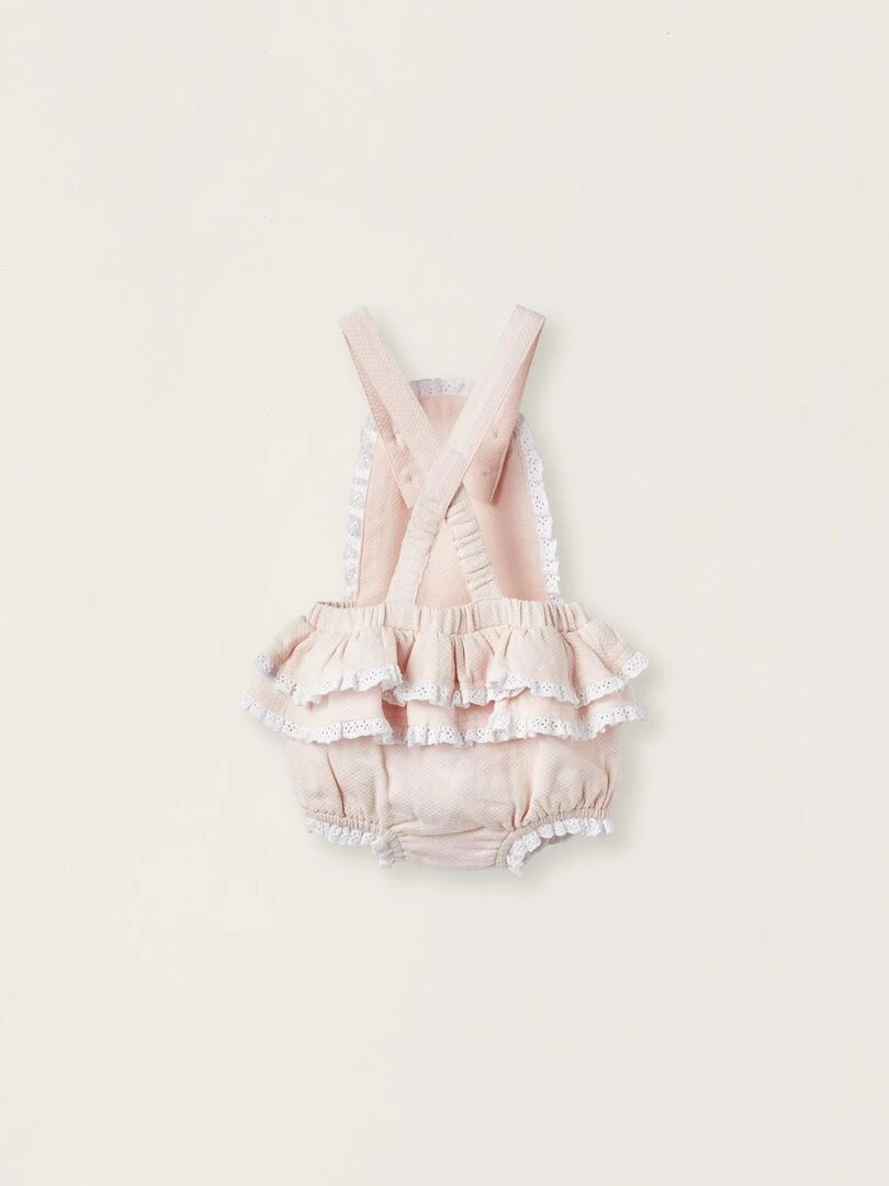 Combinaison en piqué de coton avec dentelle pour nouveau né ATLANTIC COMPANY Rose