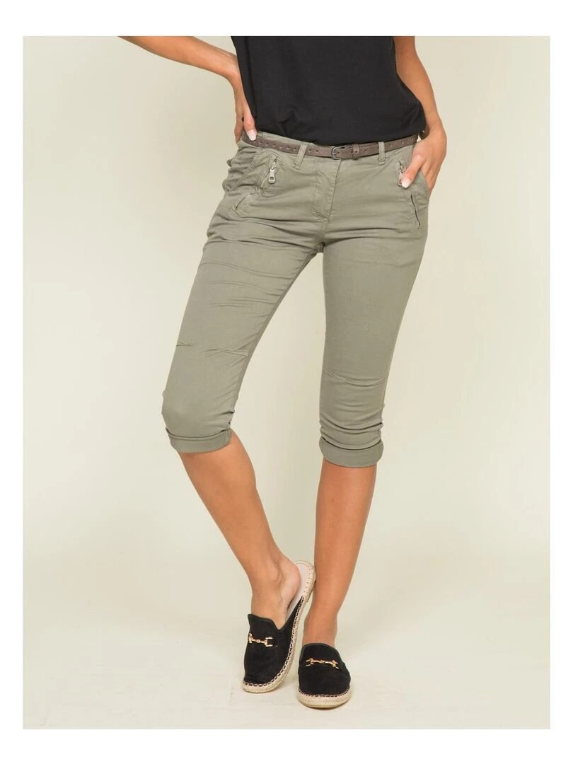 Pantacourt chino XELENA Kaki