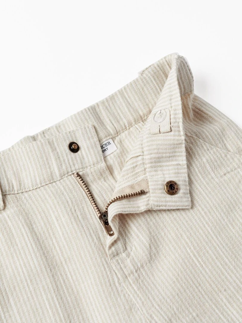 Shorts Chino à Rayures pour Garçon  CÉRÉMONIE   Beige clair
