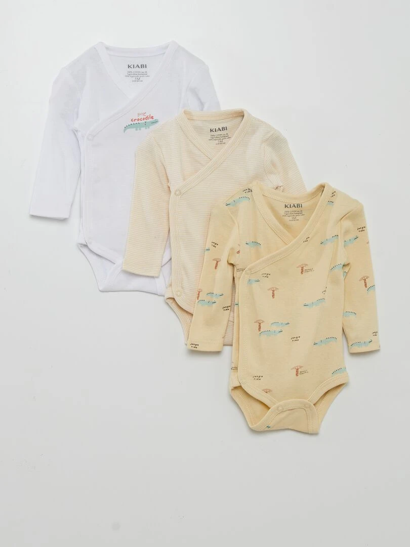 Lot de 3 bodies en maille côtelée 3 pièces aune