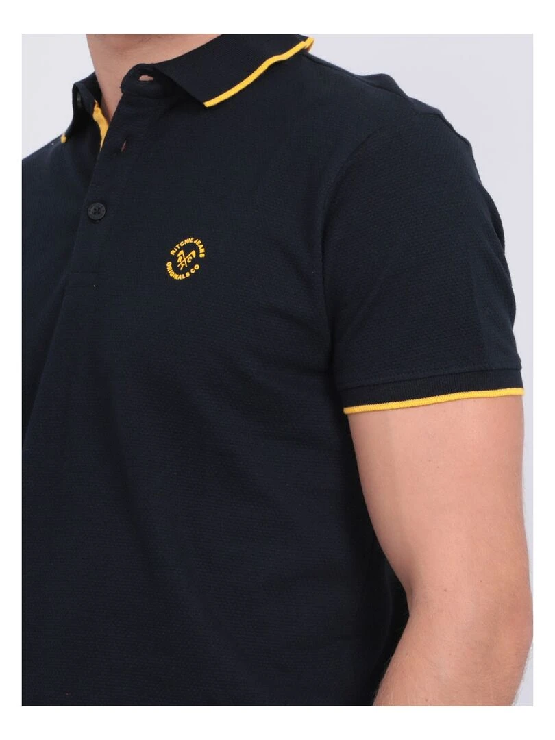 Polo pur coton PADOG   Bleu marine