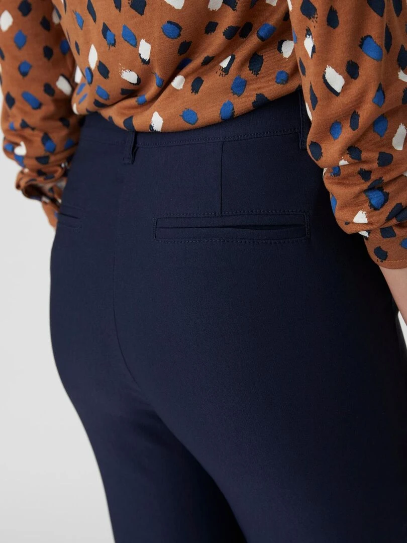 Pantalon 7/8ème toile extensible   Damart   Bleu marine