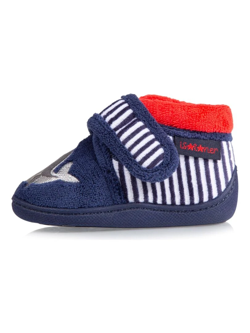Chaussons bottillons velcro Bébé Baleine Marine   Bleu marine