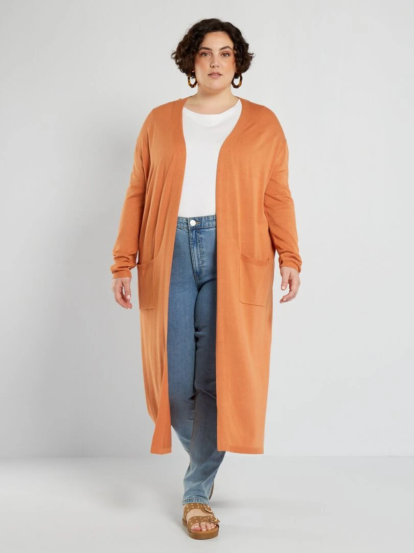 Gilet long en maille Orange