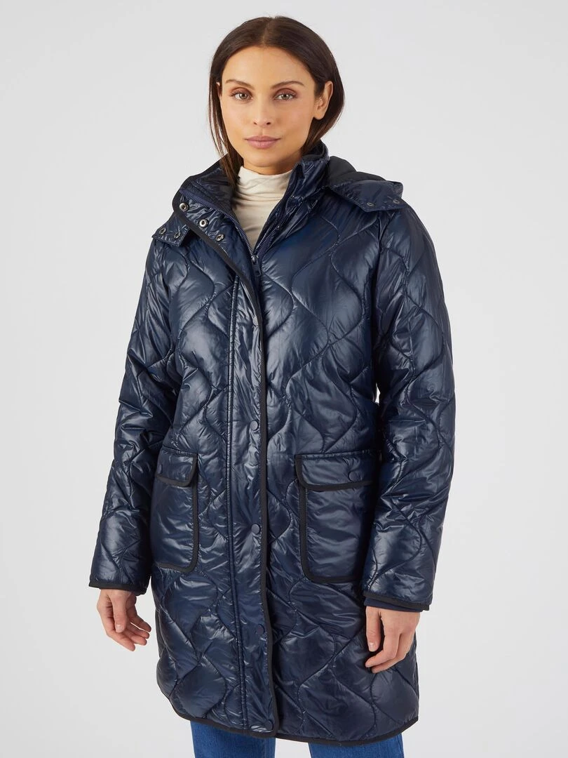 Maxi doudoune brillante  doublure Thermolactyl   Damart   Bleu marine