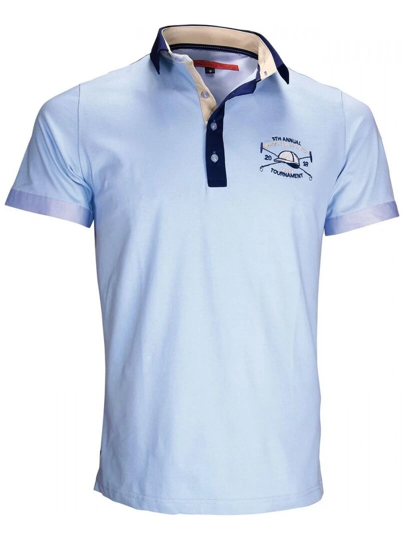 Polo brodé KYLE Bleu