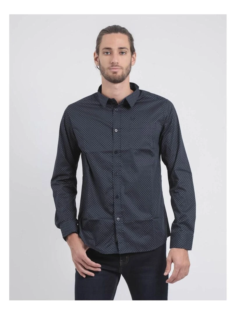 Chemise manches longues motifs TOPALGA Bleu marine