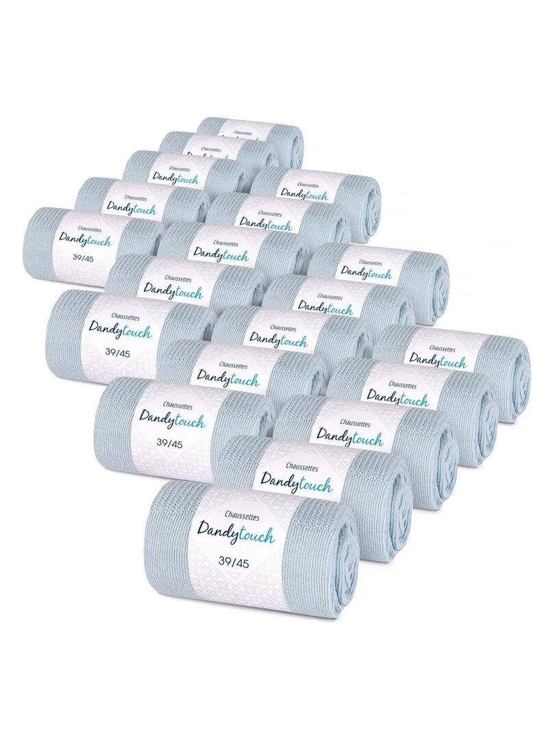 Chaussettes Jersey Coton Lot 20 Paires Fabrication UE Bleu ciel