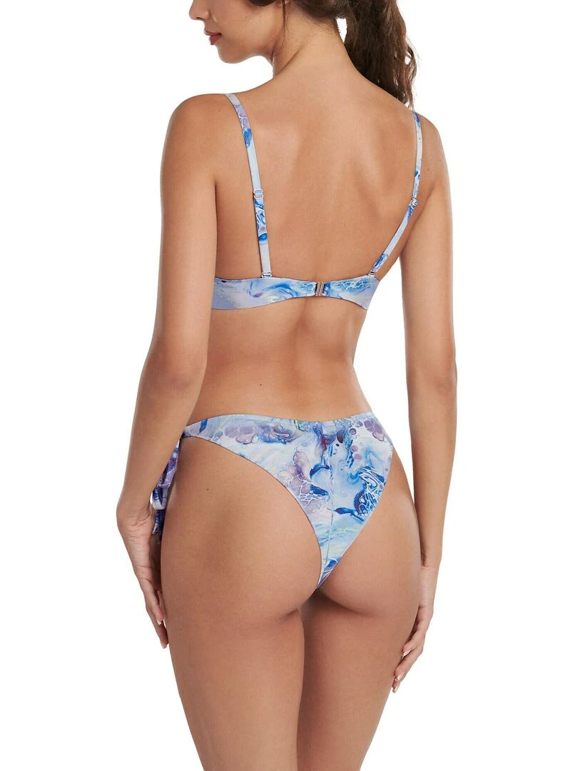Bas maillot de bain brésilien taille basse à nouettes Indonesia   Bleu
