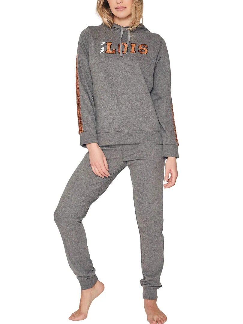 Pyjama pantalon sweat capuche Bright Gris