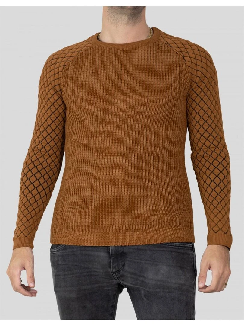 Pull col rond Kebello Marron