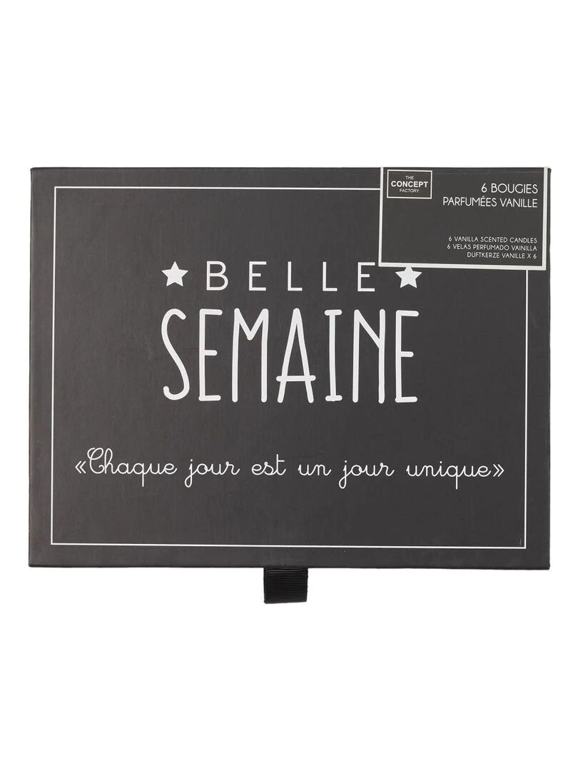 Coffret cadeau 6 bougies parfumées Belle semaine   Blanc Noir