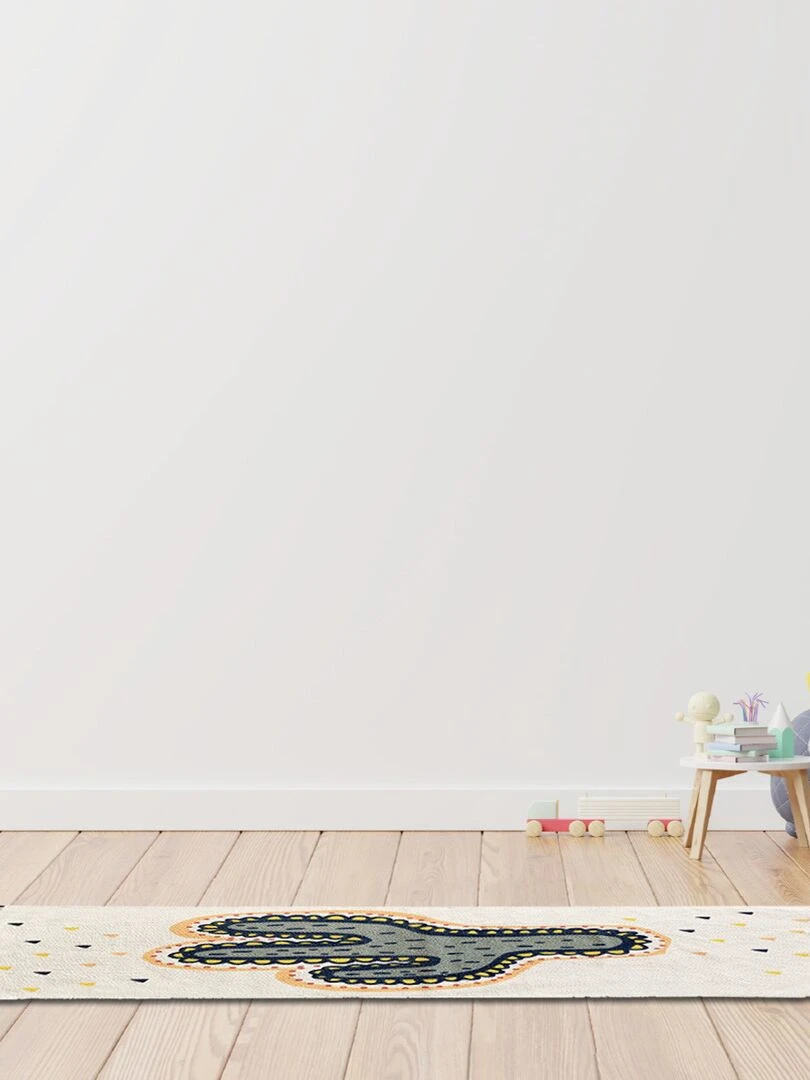 Future Home Tapis en coton imprimé blanc cactus Blanc