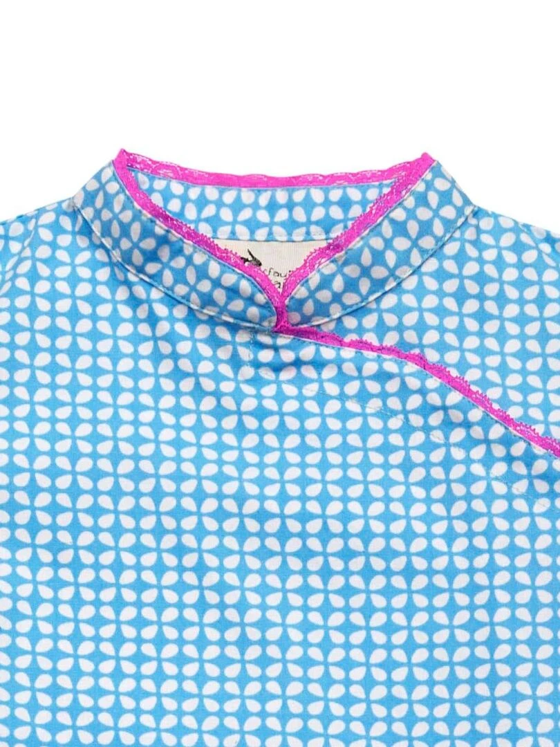 Robe chinoise ANNAM 'LA FAUTE A VOLTAIRE' Bleu turquoise