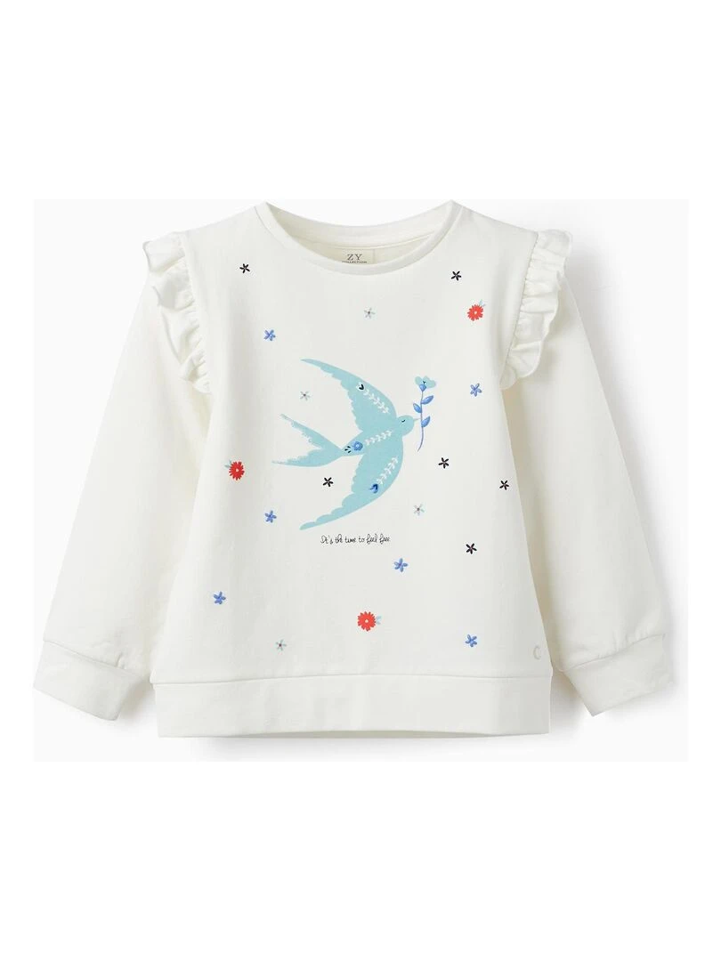 Pull en coton à volants pour fille 'Hirondelle ' SPRING BEGINS Beige clair