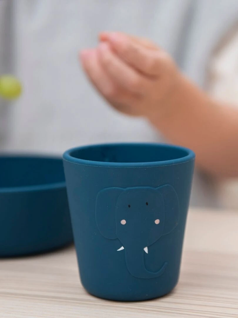 Lot de 2 gobelets en silicone Mrs Elephant Bleu
