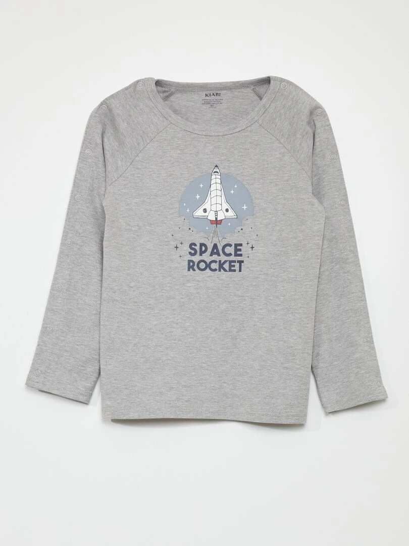 T shirt à manches longues pressionnées So Easy Gris