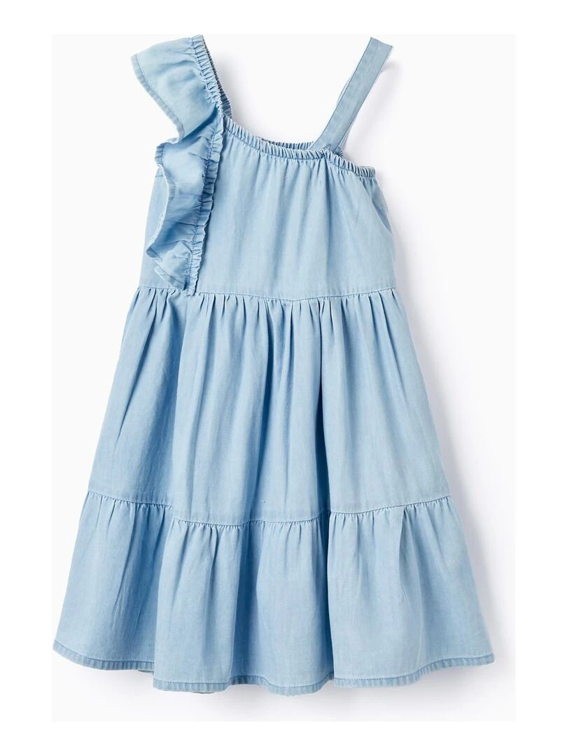 Robe En Jean En Coton Pour Fille manches courtes CUBA Bleu clair