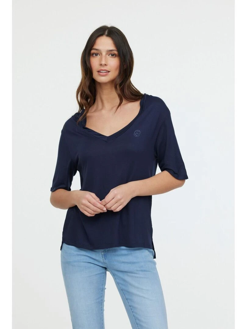 Lee Cooper   T Shirt manches courtes viscose regular ADOUNA M   Bleu marine