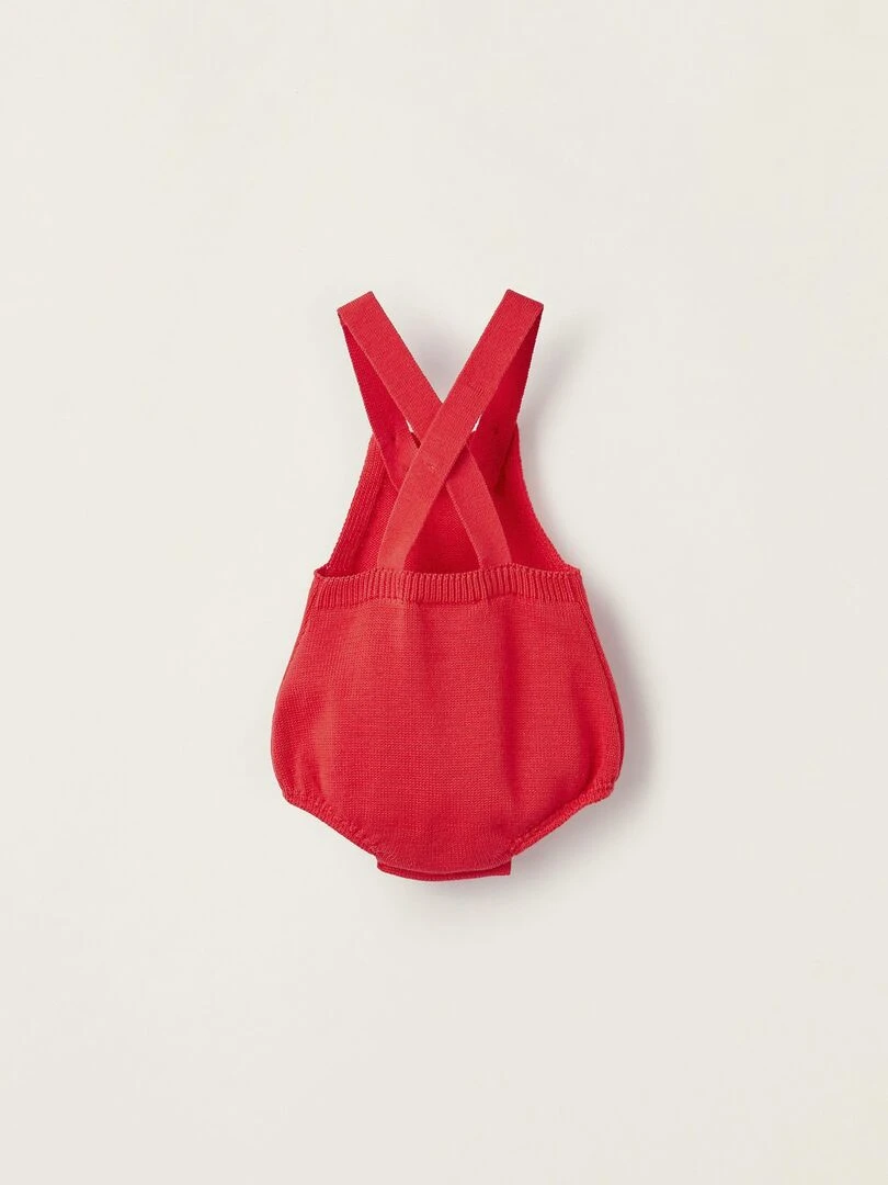 Combi short en Maille de Coton pour Nouveau Né Rouge