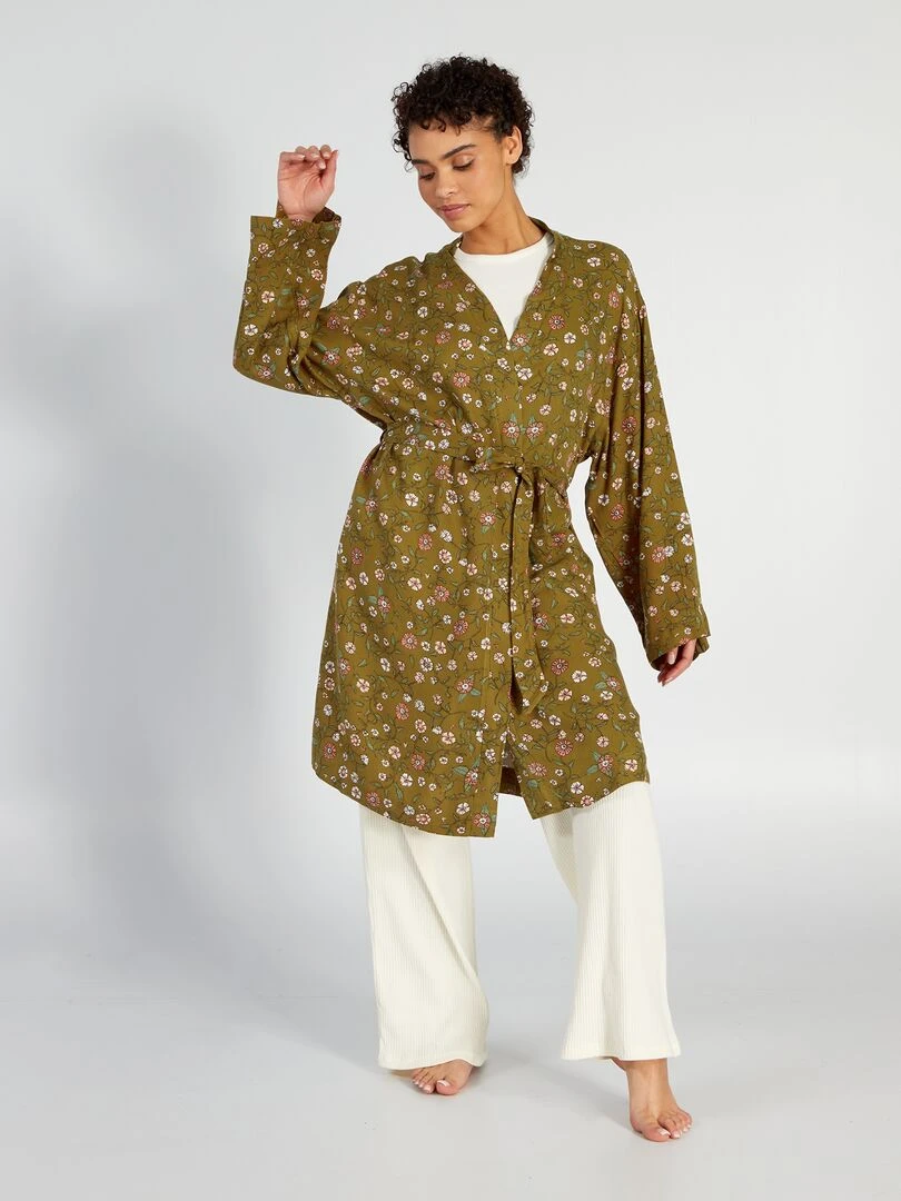 Peignoir en twill à motif Jaune