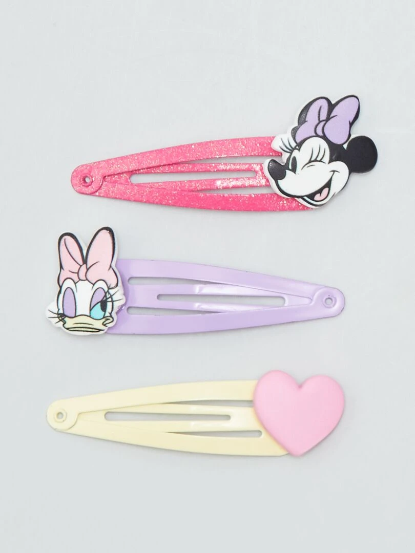 Lot de 3 pinces 'Minnie' et 'Daisy' Rose