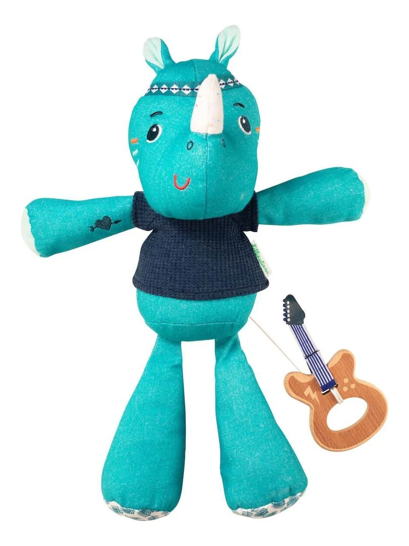 Peluche Musicale Marius Le Rhinocéros (30 Cm)   Bleu