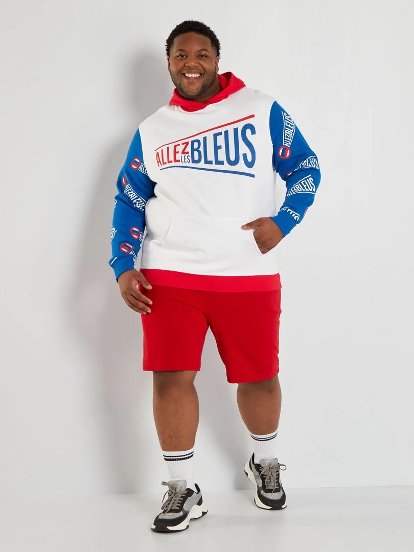Sweat à capuche en molleton Allez Les Bleus Blanc/bleu/rouge