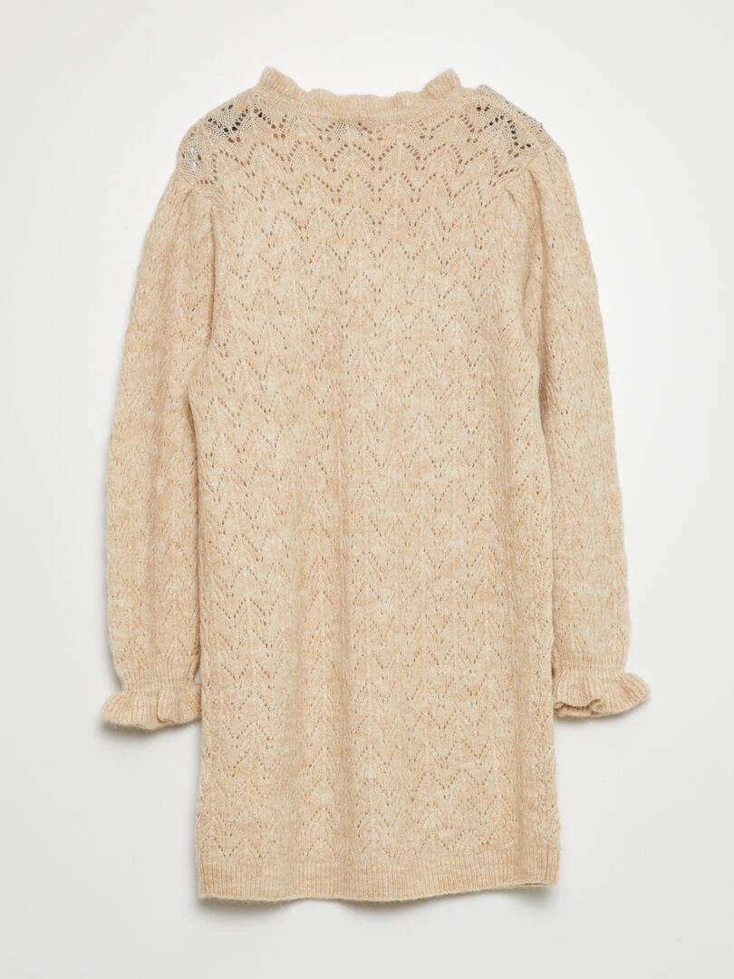Robe pull maille ajourée Beige