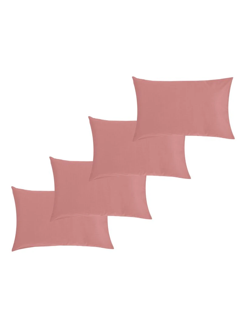 Lot x4 Taies d'oreiller 40x60 cm 100% coton Bio 'Ptit Basile' Rose foncé