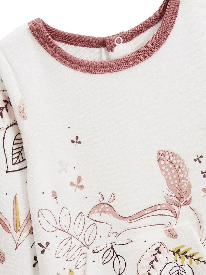 Pyjama bébé en velours Léonie   Ecru