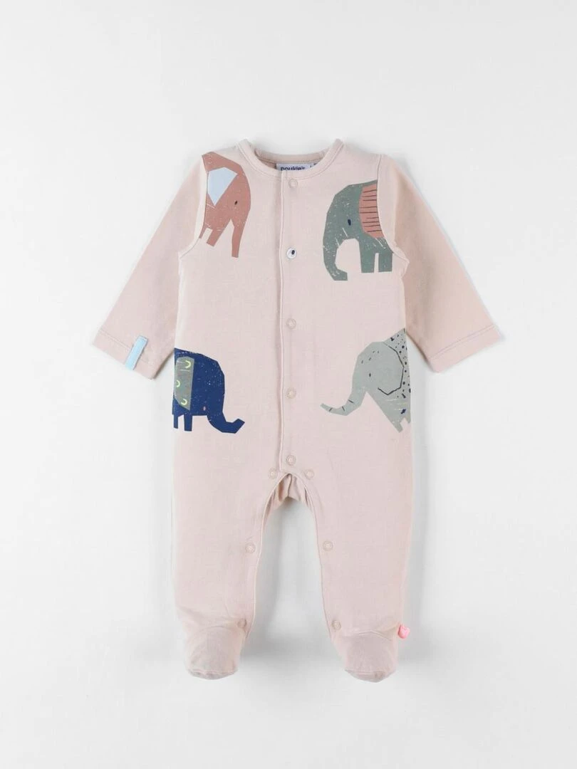 Pyjama 1 pièce éléphants en jersey sable Noukie's Beige