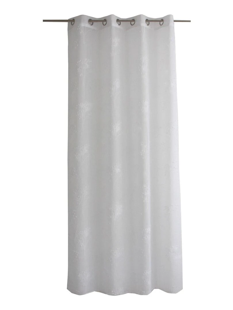 Voilage à jacquard coupé aux impressions végétales Blanc