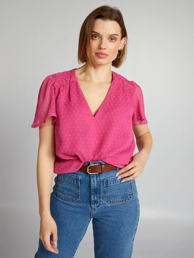 Chemisier en plumetis Rose