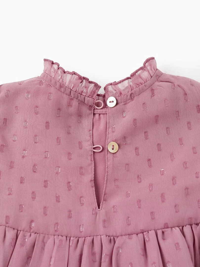 Robe à manches longues pour bébé fille manches longues CÉRÉMONIE   Rose