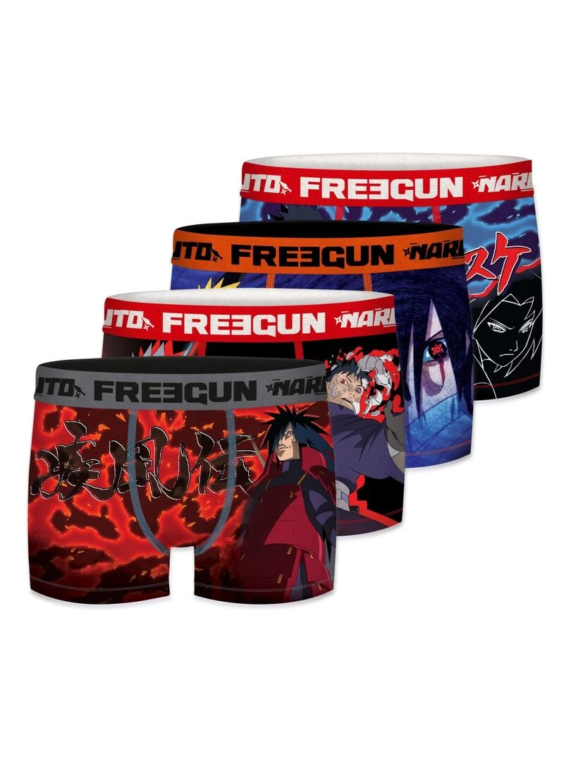 Lot de 4 Boxers garçon Naruto Shippuden Freegun Rouge