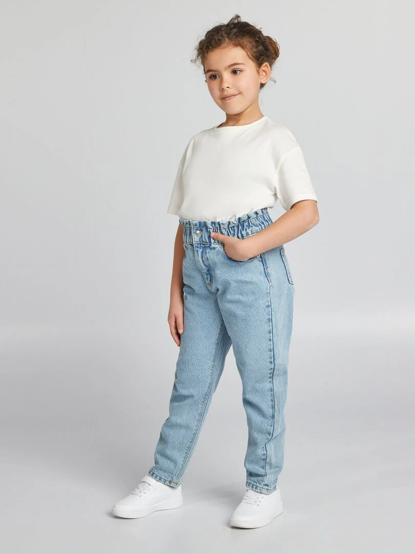 Jean mom paperbag Bleu