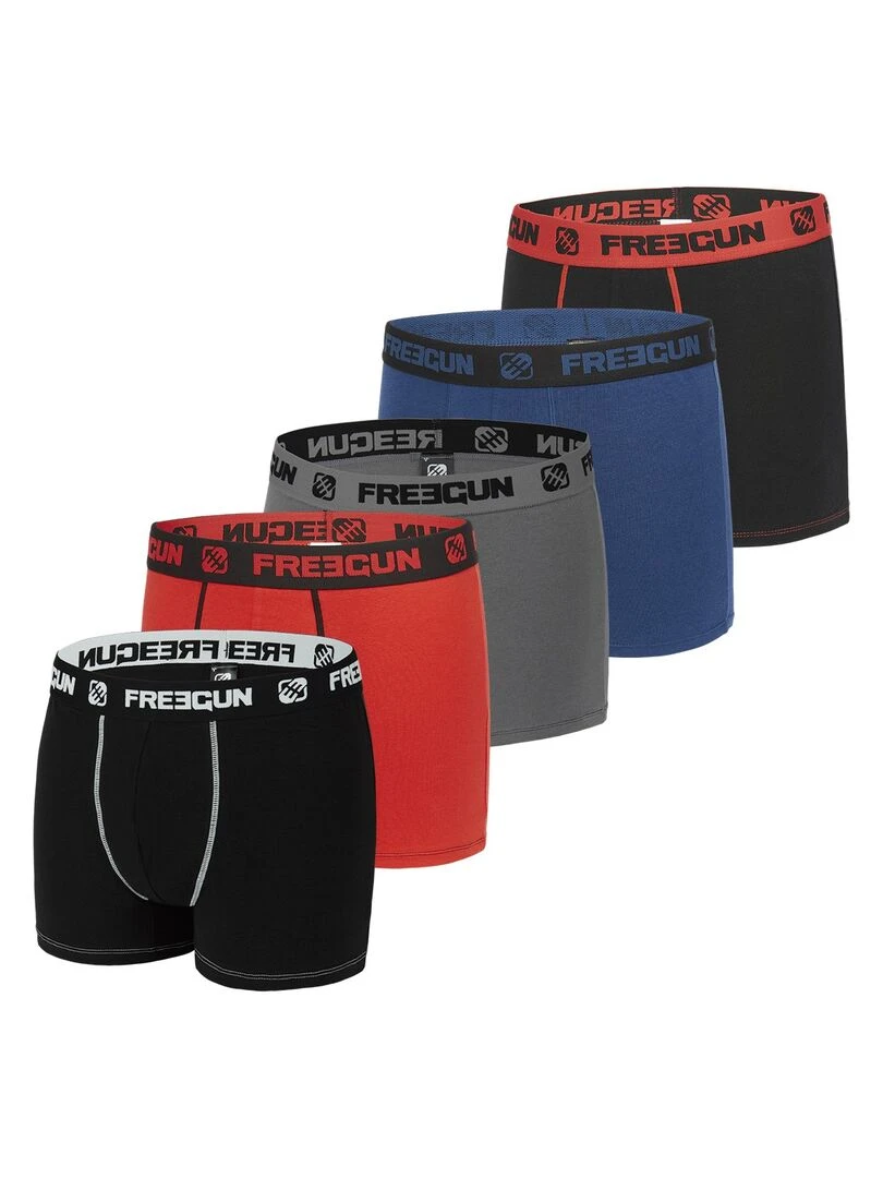 Pack Surprise de 5 Boxers coton garçon Freegun Noir