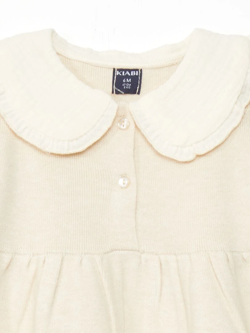 Robe en maille légère avec col claudine   Beige