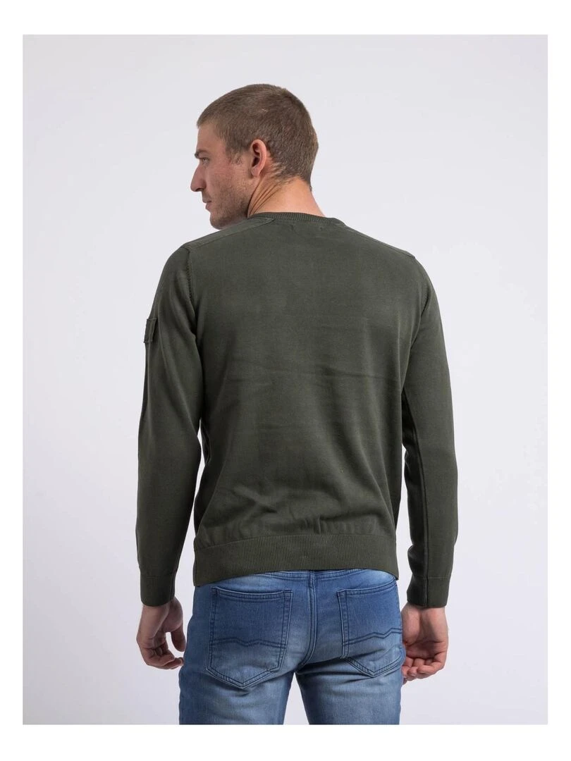 Pull fin col rond AMARTIN Kaki