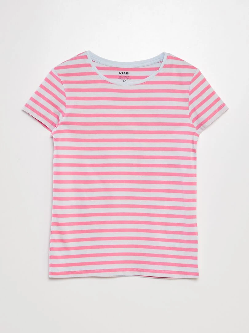 T shirt imprimé marinière Rose/bleu