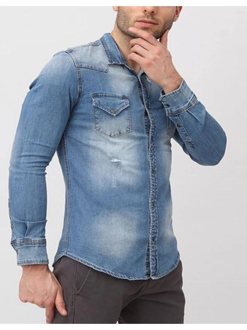 Chemise en jeans Kebello Bleu